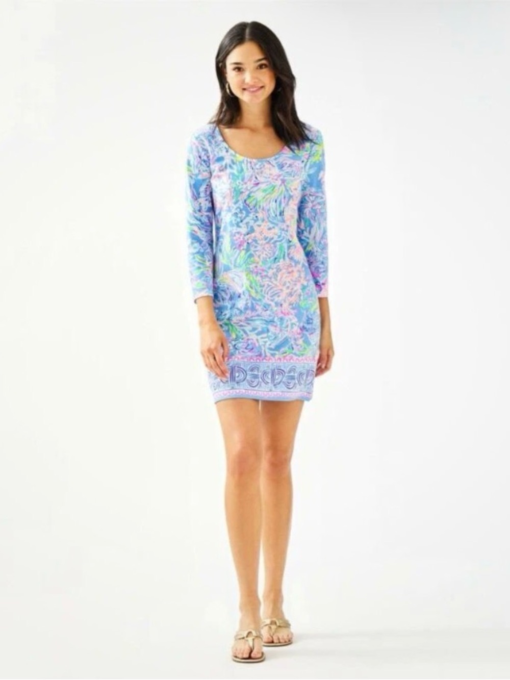 NWT Lilly Pulitzer Beacon Dress Multi All Together Now Knit Women’s Large Cotton